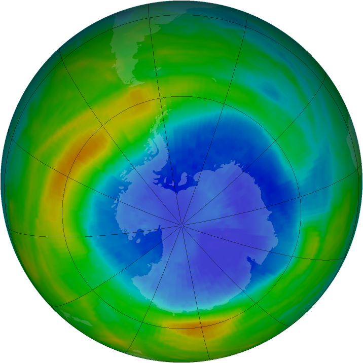 Antarctic ozone map for 16 September 1985